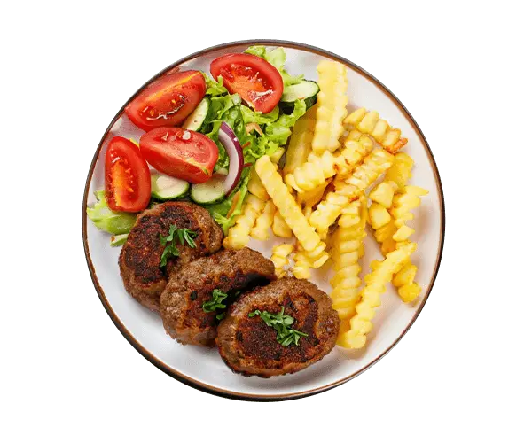 Assiettes Assiette Köfte du restaurant Babylone Kebab de 50400 Granville